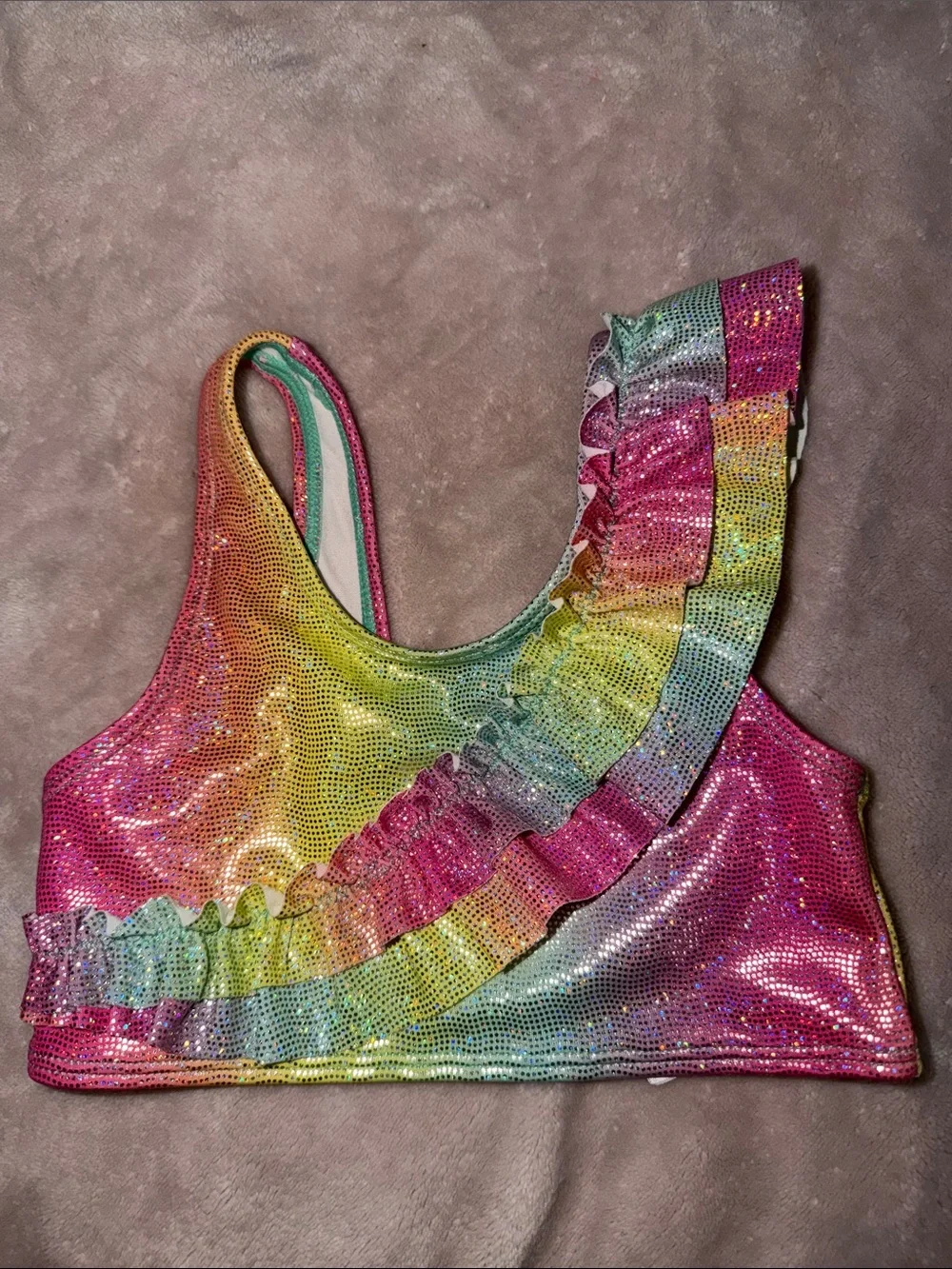 H&M Girls Rainbow Ruffle Bikini - Pink, Yellow, Green, Blue